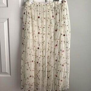 Sheer Midi Ballet Skirt Cream Mesh with Embroidered Flowers 💐 Naked Dressing